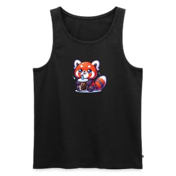 Kawaii Pandas roux Bubble Tea Boba Panda roux - Débardeur bio Premium Homme - noir - Devant - Michal (187cm)