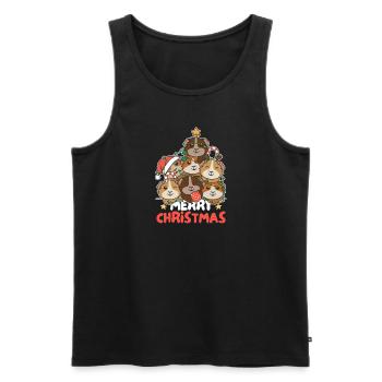 Cochon d’Inde arbre de Noël joyeux Noël - Débardeur bio Premium Homme - noir - Devant - Michal (187cm)