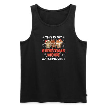 Squirrel Christmas Movie Watching - Men's Premium Organic Tank Top - black - Front - AI Model Male 178 light (178cm)