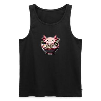 Mais d’abord, l’axolotl sucré mange des ramen - Débardeur bio Premium Homme - noir - Devant - Michal (187cm)