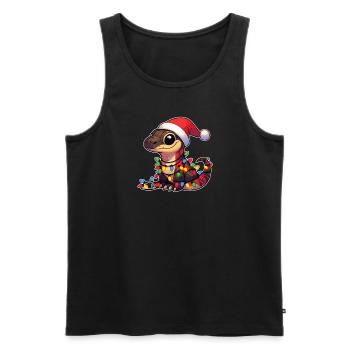 Weihnachten Lichterkette Komodowaran - Männer Premium Bio Tank Top - Schwarz - Vorne - AI Model Male 178 light (178cm)