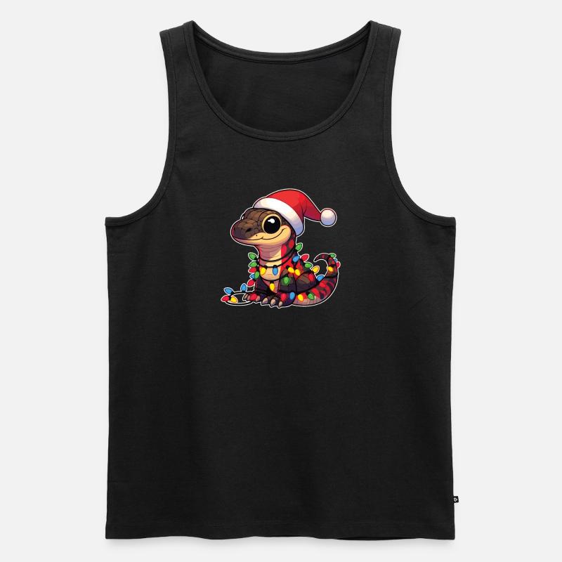 Weihnachten Lichterkette Komodowaran - Männer Premium Bio Tank Top - Schwarz