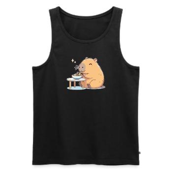süße Capybara isst Ramen Nudeln Capybaras Ramen - Männer Premium Bio Tank Top - Schwarz - Vorne - AI Model Male 178 light (178cm)