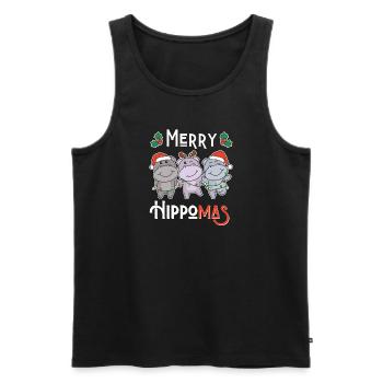 Joyeux Noël hippopotame de jeu de mots d’Hippoma - Débardeur bio Premium Homme - noir - Devant - Michal (187cm)