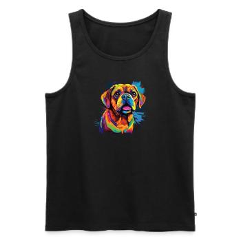 Watercolor Colorful Puggle - Men's Premium Organic Tank Top - black - Front - Michal (187cm)