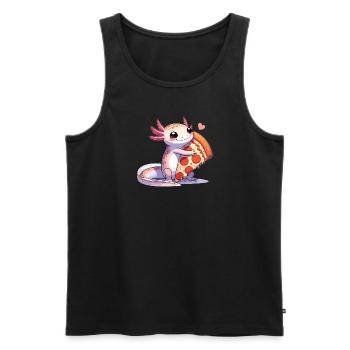Snaxolotl oder Pizzalotl Axolotl liebt Pizza - Männer Premium Bio Tank Top - Schwarz - Vorne - AI Model Male 178 light (178cm)