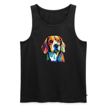 Watercolor Colorful Beagle - Men's Premium Organic Tank Top - black - Front - Michal (187cm)