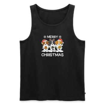 Joyeux Noël Jack Russell Chiens de la veille de Noël - Débardeur bio Premium Homme - noir - Devant - AI Model Male 178 light (178cm)