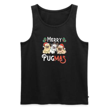 Le jeu de mots de Merry Pugma Carlin Noël - Débardeur bio Premium Homme - noir - Devant - AI Model Male 178 light (178cm)