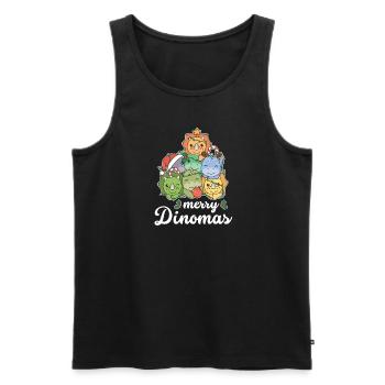Merry Dinomas Wortspiel Dino Weihnachten - Männer Premium Bio Tank Top - Schwarz - Vorne - Michal (187cm)