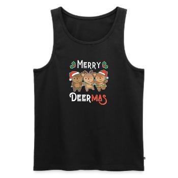 Merry Deermas Jeu de mots Cerf Noël - Débardeur bio Premium Homme - noir - Devant - Michal (187cm)