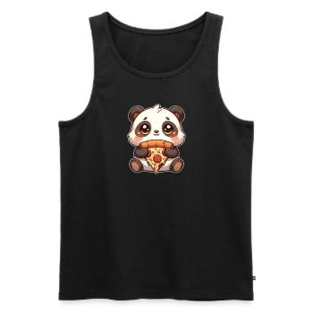 Pandas Pizza Liebhaber Panda liebt Pizza - Männer Premium Bio Tank Top - Schwarz - Vorne - AI Model Male 178 light (178cm)