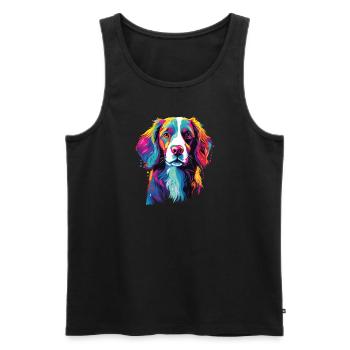Wasserfarben Farbenfroher Brittany Spaniel - Männer Premium Bio Tank Top - Schwarz - Vorne - AI Model Male 178 light (178cm)