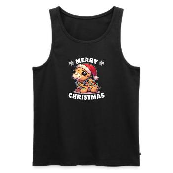 Weihnachtsmütze Weihnachten Lichterkette Kamel - Männer Premium Bio Tank Top - Schwarz - Vorne - Michal (187cm)