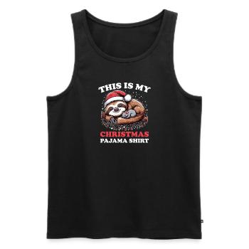 Sloth Mouse Christmas Pajamas Sloths - Men's Premium Organic Tank Top - black - Front - AI Model Male 178 light (178cm)