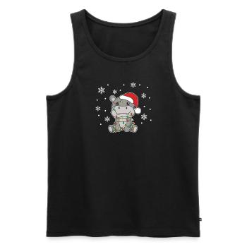 Hippo Christmas Winter Animals Hippos - Men's Premium Organic Tank Top - black - Front - AI Model Male 178 light (178cm)