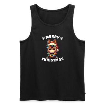 Weihnachtsmütze Weihnachten Lichterkette Esel - Männer Premium Bio Tank Top - Schwarz - Vorne - Michal (187cm)