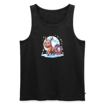 Capybara Weihnachtsschlitten Geschenke Weihnachten - Männer Premium Bio Tank Top - Schwarz - Vorne - Michal (187cm)