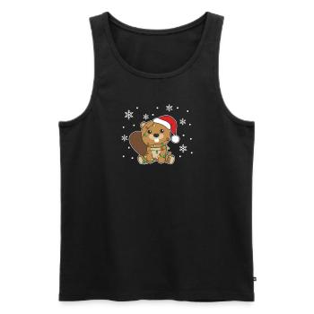 Beaver Christmas Winter Animals Beaver - Men's Premium Organic Tank Top - black - Front - Michal (187cm)