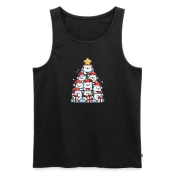 Arbre de Noël ours polaire joyeux Noël - Débardeur bio Premium Homme - noir - Devant - Michal (187cm)