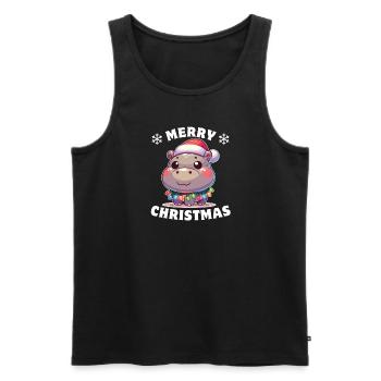 Weihnachtsmütze Weihnachten Lichterkette Hippo - Männer Premium Bio Tank Top - Schwarz - Vorne - Michal (187cm)