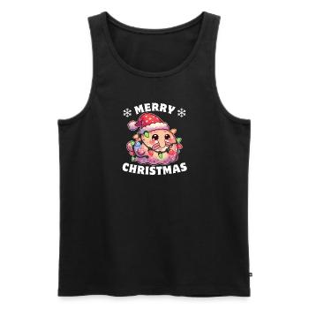 Santa Hat Christmas Fairy Lights Blob Fish - Men's Premium Organic Tank Top - black - Front - Michal (187cm)