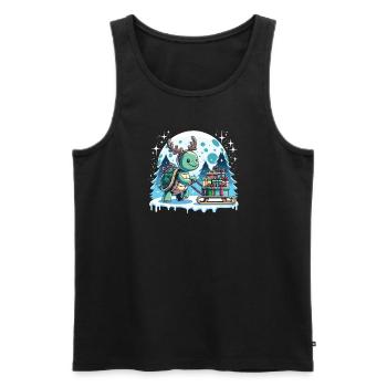 Turtle Christmas Sleigh Gifts - Men's Premium Organic Tank Top - black - Front - AI Model Male 178 light (178cm)