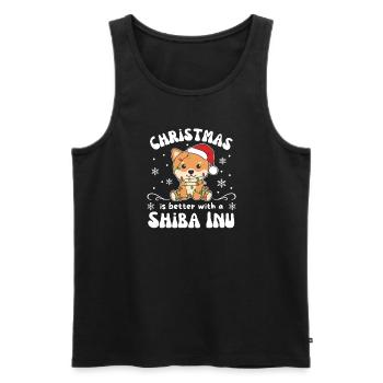 Christmas is better with a Shiba Inu - Men's Premium Organic Tank Top - black - Front - Michal (187cm)