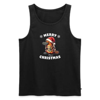 Santa Hat Christmas Fairy Lights - Men's Premium Organic Tank Top - black - Front - AI Model Male 178 light (178cm)