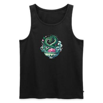 Tea Chinese Dragon and Lotus Flower - Men's Premium Organic Tank Top - black - Front - Michal (187cm)