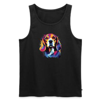 Watercolor Colorful Beagle - Men's Premium Organic Tank Top - black - Front - Michal (187cm)