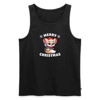 Santa Hat Christmas Fairy Lights Fennec - Men's Premium Organic Tank Top - black - Front - Michal (187cm)