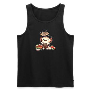 Snaxolotl Pizzalotl Axolotl liebt Pizza - Männer Premium Bio Tank Top - Schwarz - Vorne - AI Model Male 178 light (178cm)