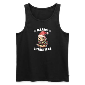 Santa Hat Christmas Fairy Lights Scales - Men's Premium Organic Tank Top - black - Front - Michal (187cm)