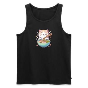 chat mignon mange des nouilles ramen chats ramen - Débardeur bio Premium Homme - noir - Devant - Michal (187cm)