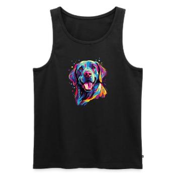 Wasserfarben Farbenfroher Labrador Labbi - Männer Premium Bio Tank Top - Schwarz - Vorne - AI Model Male 178 light (178cm)