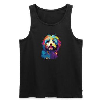 Wasserfarben Farbenfroher Havanese - Männer Premium Bio Tank Top - Schwarz - Vorne - Michal (187cm)