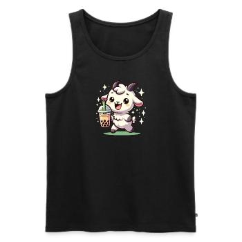 Kawaii chèvre bubble tea Boba chèvre - Débardeur bio Premium Homme - noir - Devant - Michal (187cm)