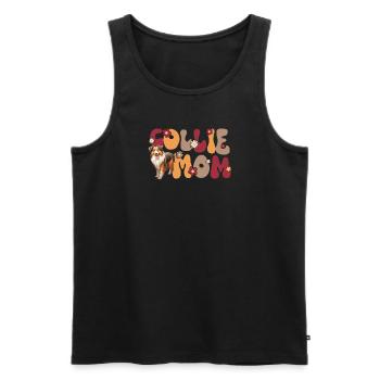 Collie à poil long Groovy Collie maman - Débardeur bio Premium Homme - noir - Devant - Michal (187cm)