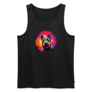 Wasserfarben Farbenfroher Scottish Terrier - Männer Premium Bio Tank Top - Schwarz - Vorne - AI Model Male 178 light (178cm)