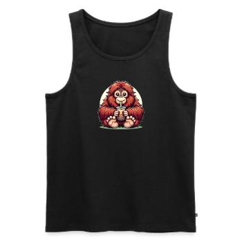 Kawaii Affen Bubble Tea Boba Orang-uta - Männer Premium Bio Tank Top - Schwarz - Vorne - Michal (187cm)