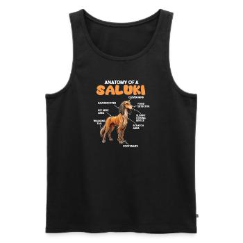 Explication du chien Anatomie d’un Saluki - Débardeur bio Premium Homme - noir - Devant - Michal (187cm)