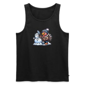 Une petite dinde construit un bonhomme de neige pour Thanksgiving - Débardeur bio Premium Homme - noir - Devant - Michal (187cm)