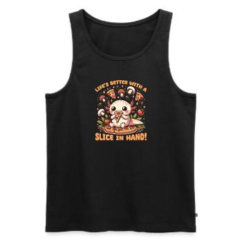 Snaxolotl oder Pizzalotl Axolotl liebt Pizza - Männer Premium Bio Tank Top - Schwarz - Vorne - AI Model Male 178 light (178cm)