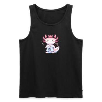 L’axolotl comme signe du zodiaque Cancer - Débardeur bio Premium Homme - noir - Devant - Michal (187cm)