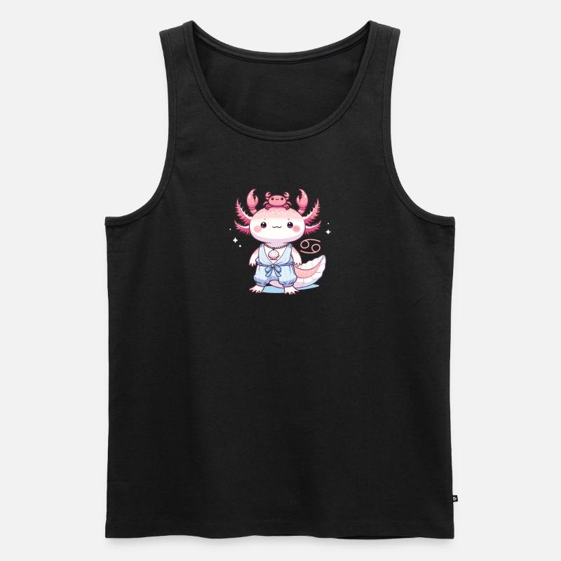 Axolotl als Sternzeichen Krebs - Männer Premium Bio Tank Top - Schwarz