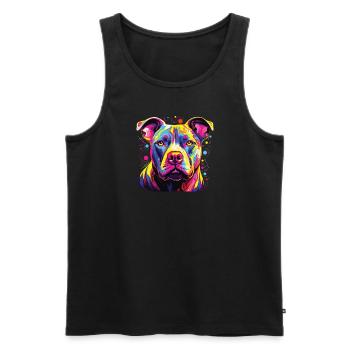 Aquarelle colorée Staffordshire - Débardeur bio Premium Homme - noir - Devant - Michal (187cm)