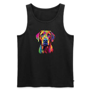 Aquarelle colorée Rhodesian Ridgeback - Débardeur bio Premium Homme - noir - Devant - Michal (187cm)
