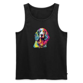 Watercolor Colorful English Setter - Men's Premium Organic Tank Top - black - Front - Michal (187cm)