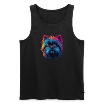 Aquarelle colorée Affenpinscher - Débardeur bio Premium Homme - noir - Devant - Michal (187cm)